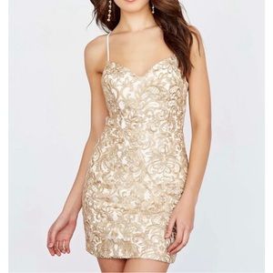 JOLENE COLLECTION #18535 WHITE AND GOLD DRESS